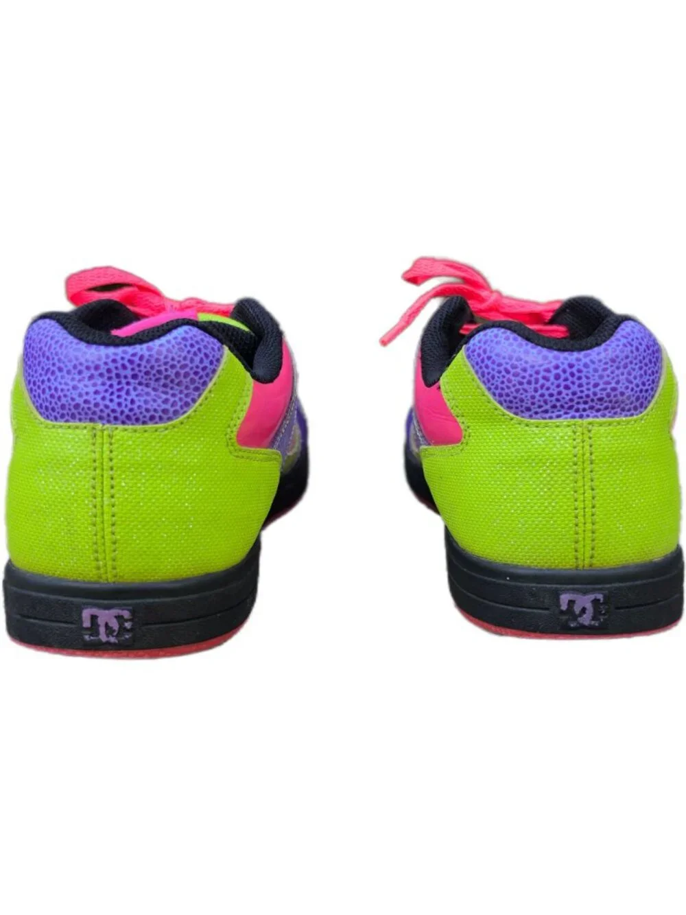DC Shoes Destroyer Womens 9 Neon Color Block Skate Sneakers Purple Pink Scene